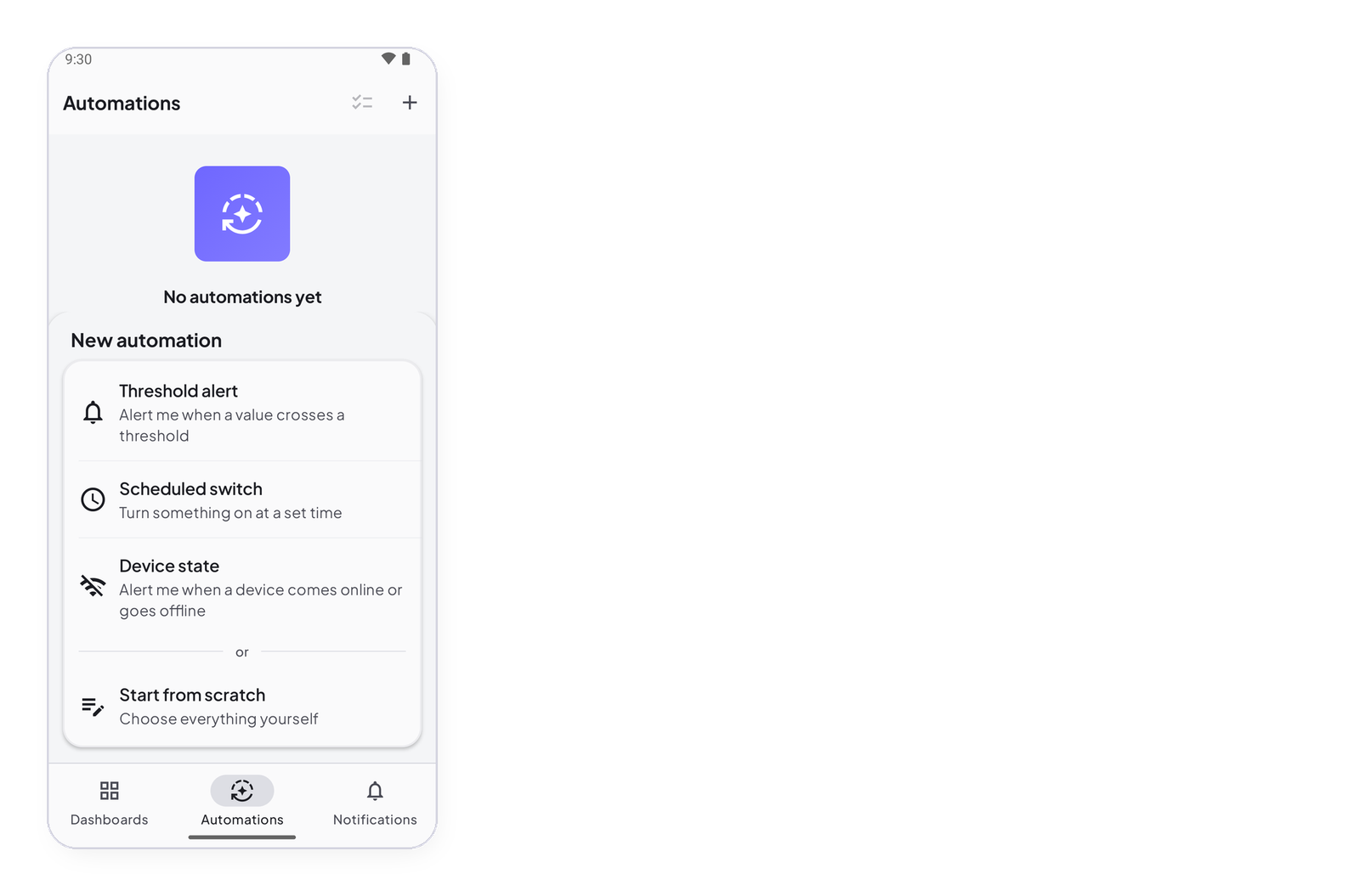 New automation — the templates