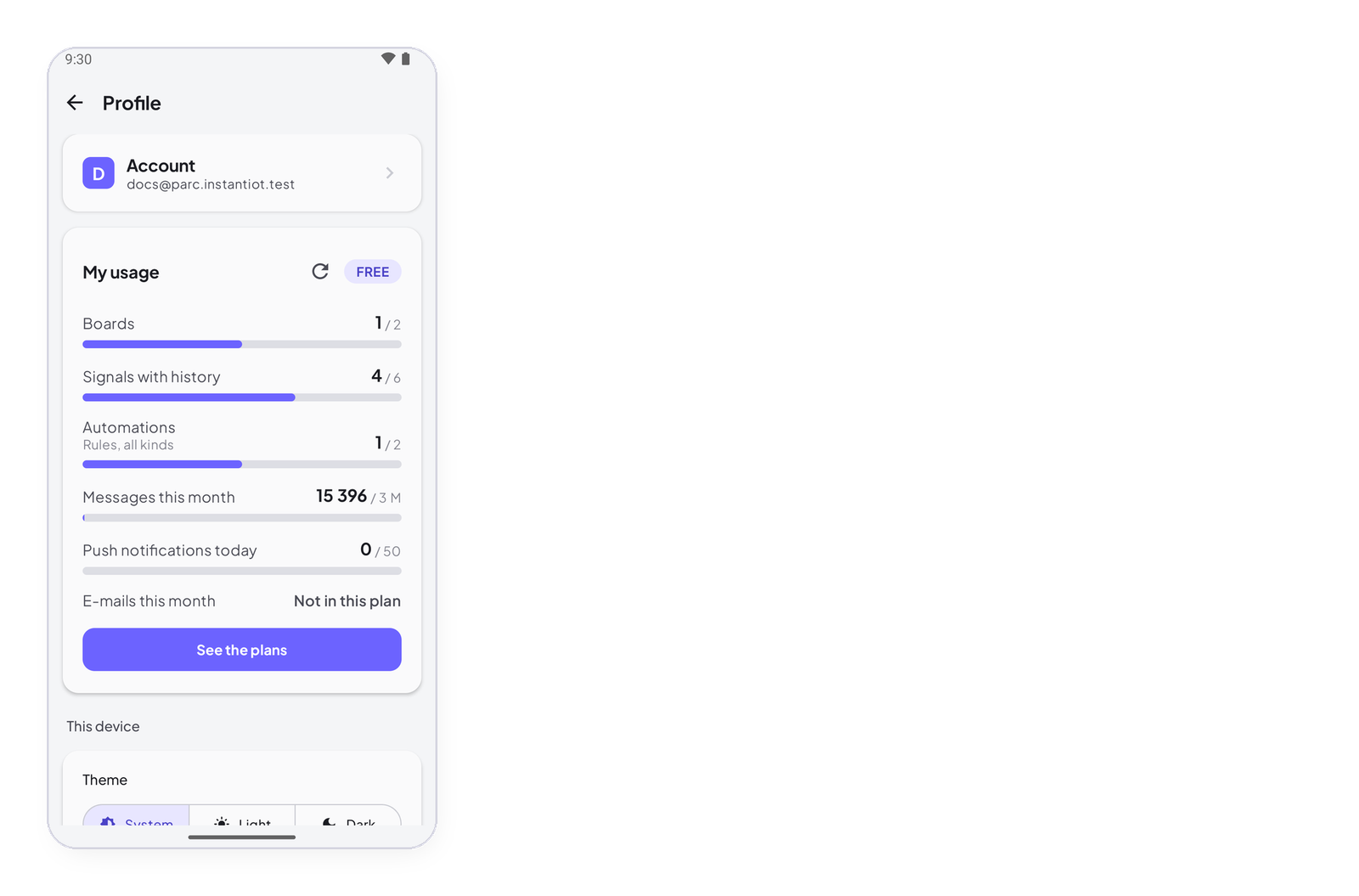 Your account, your plan and your usage