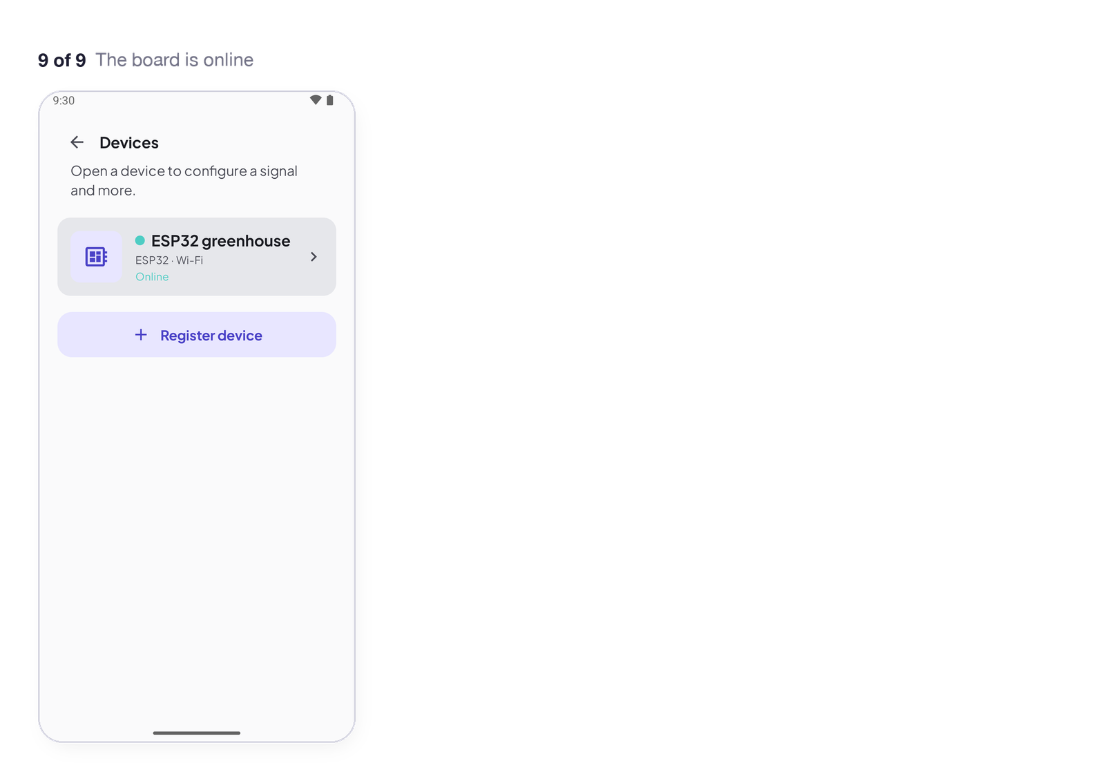 9 of 9 the device is online