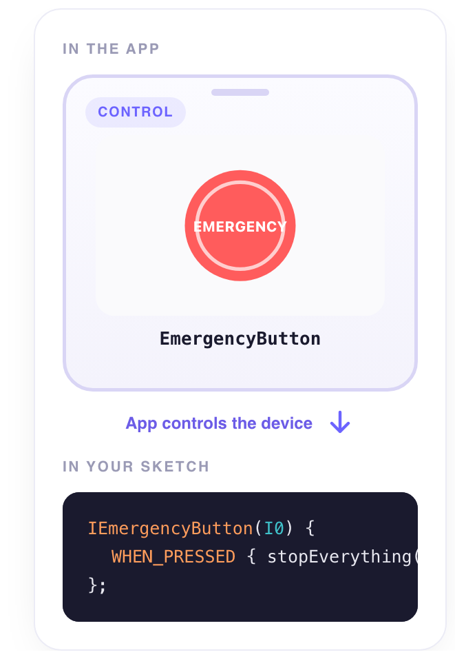 Emergency Button — in the app, and in your sketch