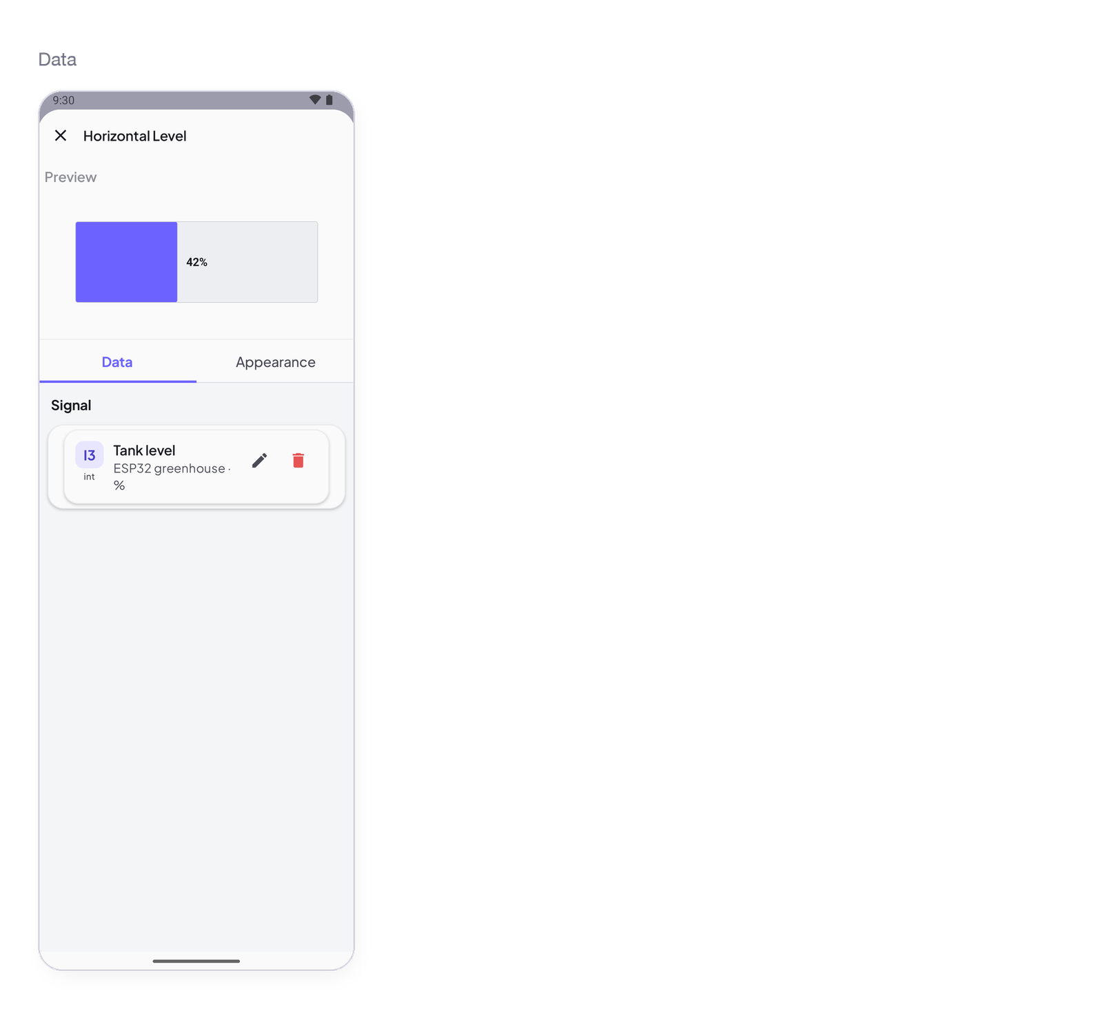 Horizontal Level settings, Data tab